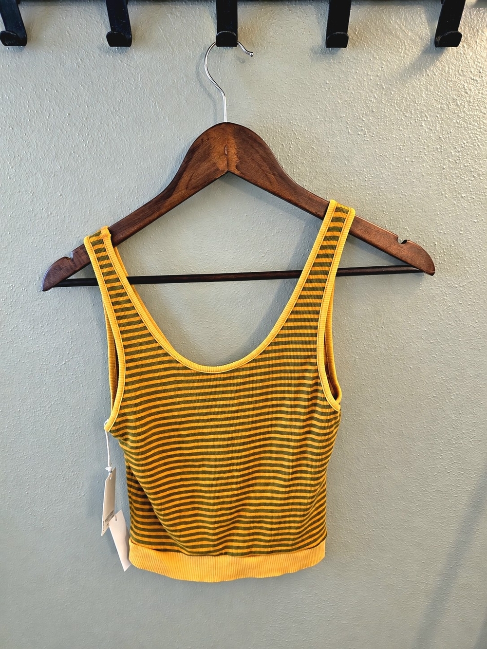 Gilded Intent Yellow Striped Crop Tank